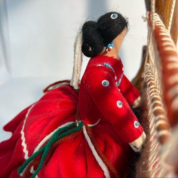 NAVAJO MINI LOOM WITH PICTORIAL WEAVING, CACRBW FIBER ART SCULPTURE VINTAGE RARE - Picture 14 of 16